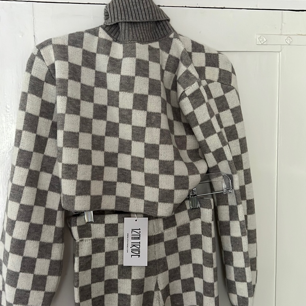 NWT 12th tribe knit set, turtleneck crop sweater and knit pants